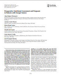 Preoperative Nutritional Assessment and Prognosis in Patients with Foregut Tumors